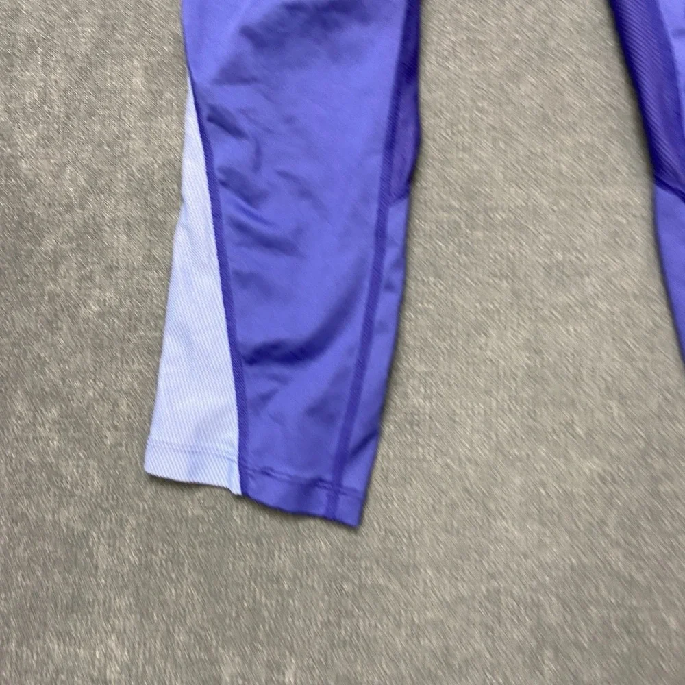 Nike Dri Fit Capri Leggings Womens Small Purple Stretch Running Zipper Pocket